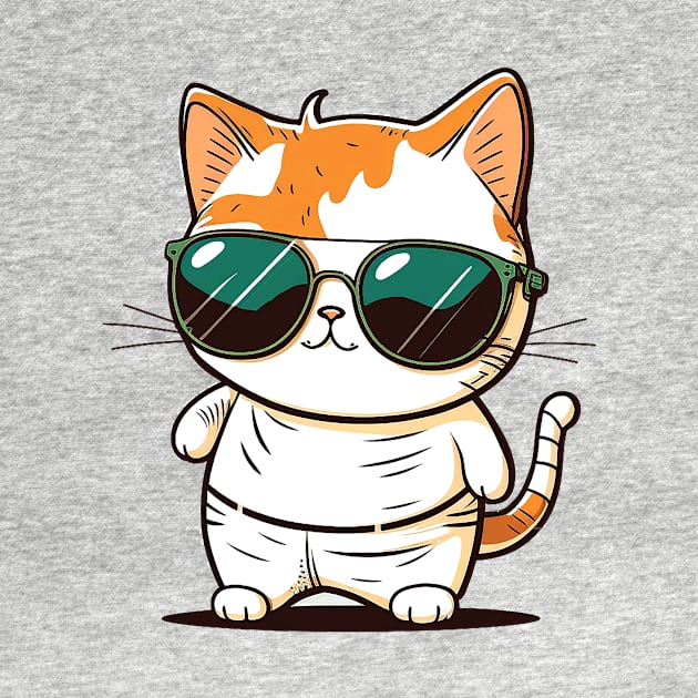 Cute ginger cat wearing sunglasses by ramith-concept